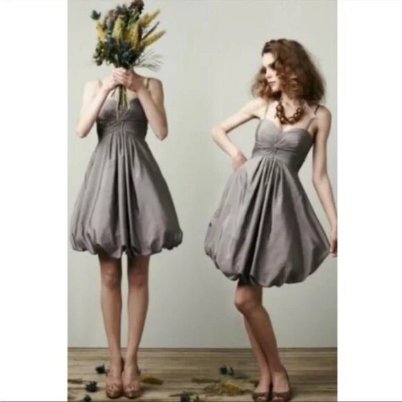 HITHERTO 0 Mauve Purple Strapless Bubble Hem Dress Silk BHLND Wedding Cocktail - Picture 1 of 11
